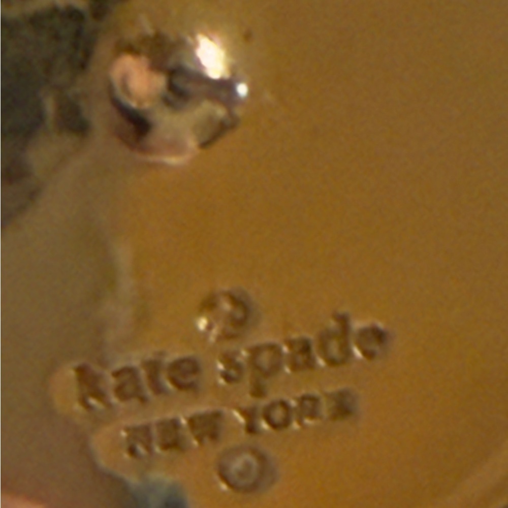 Kate Spade Gold Tone Ribbon Button Stud Earrings Large - Picture 6 of 6